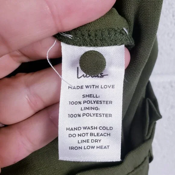 NWT Lulus In the City Green Olive Surplice Sleeveless Jumpsuit Pocket Size Small - Picture 10 of 11